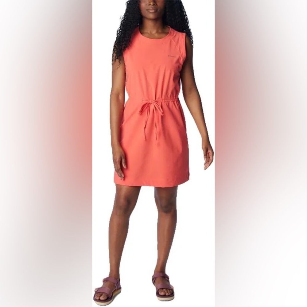 Columbia Bogata Bay Dress Womens Small Coral Pink Orange Omni-Shield Outdoor NWT - Picture 2 of 11